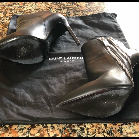 Saint Laurent YSL Black Leather Double Zip Bootie - Picture 7 of 8